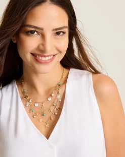 Tommy Bahama Coral Isles Semi-Precious Stone & Pearl Layered Necklace-Women Jewelry