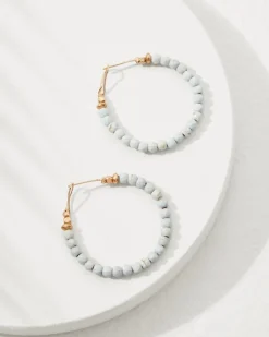 Tommy Bahama Coral Isles Turquoise Bead Hoop Earrings-Women Jewelry