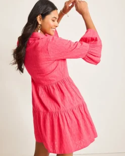 Tommy Bahama Cotton Clip Jacquard Coverup Shirt Dress-Women Beach Coverups|Dresses