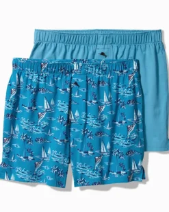 Tommy Bahama Cotton Knit Marlin Print Boxers — 2-Pack- Underwear|Loungewear & Pajamas