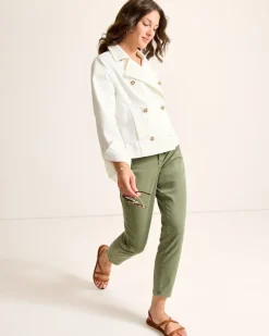 Tommy Bahama Cotton Twill Cropped Peacoat-Women Jackets