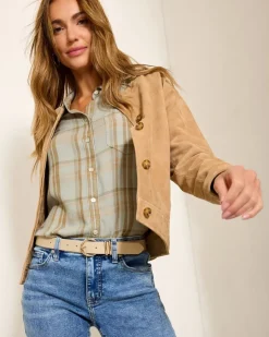 Tommy Bahama Cropped Suede Jacket-Women Jackets