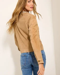 Tommy Bahama Cropped Suede Jacket-Women Jackets