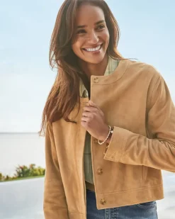 Tommy Bahama Cropped Suede Jacket-Women Jackets