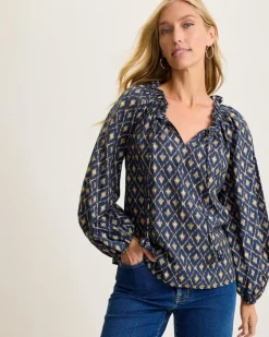 Tommy Bahama Diamond Cay Smocked Peasant Top-Women Tops & Shirts