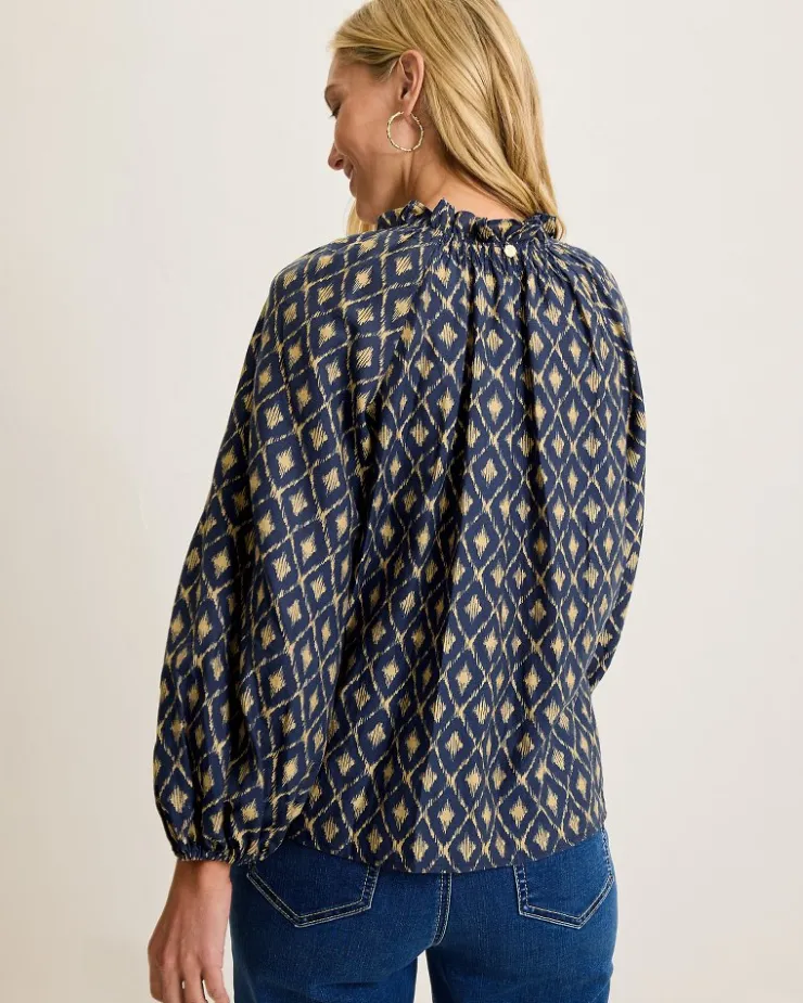 Tommy Bahama Diamond Cay Smocked Peasant Top-Women Tops & Shirts