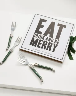 Tommy Bahama Eat, Drink & Be Merry Appetizer Fork Set- Drinkware & Bar