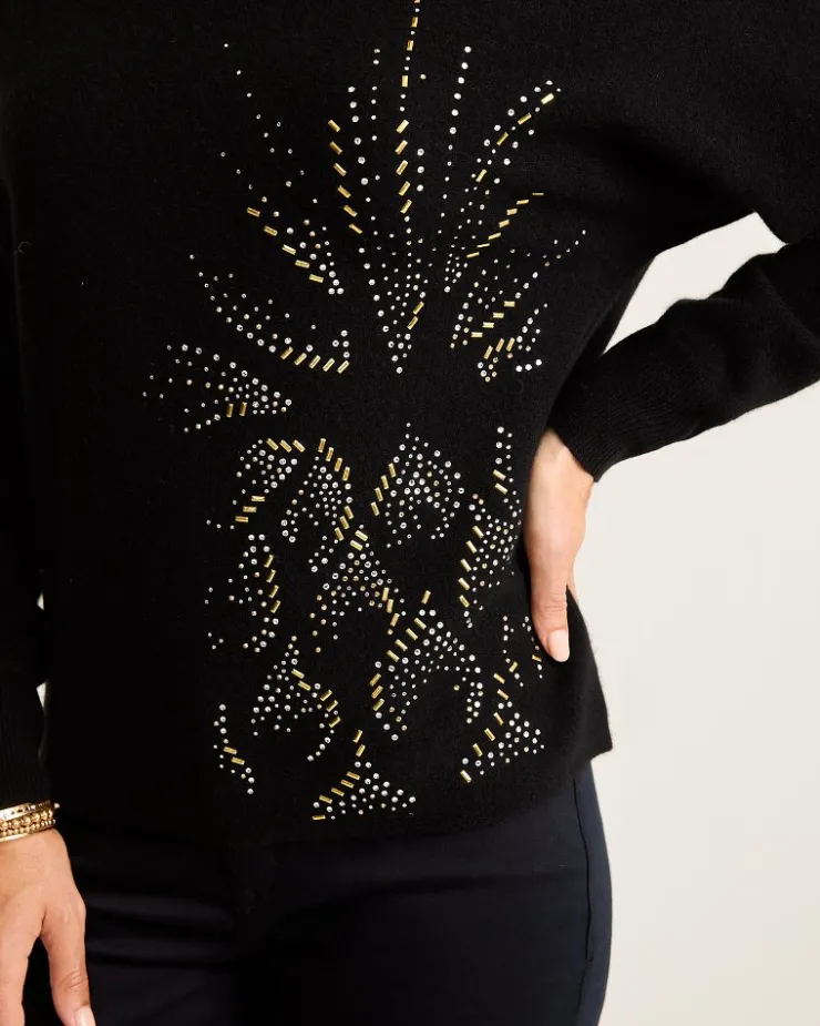 Tommy Bahama Embellished Pineapple Cashmere-Blend Sweater-Women Sweaters