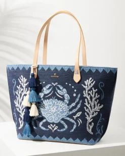 Tommy Bahama Embroidered Fiesta Crab Tote-Women Handbags & Clutches