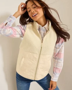 Tommy Bahama Faux Sherpa Hybrid Vest-Women Jackets|Sweatshirts