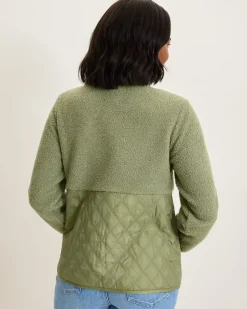 Tommy Bahama Faux Sherpa Quilted Hybrid Jacket-Women Jackets|Sweatshirts