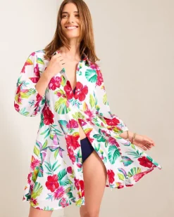 Tommy Bahama Fiesta Floral Coverup Shirt Dress-Women Beach Coverups|Dresses