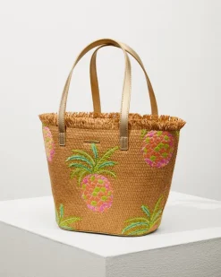 Tommy Bahama Flamingo Pineapple Straw Tote-Women Beach Bags|Handbags & Clutches