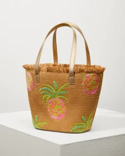 Tommy Bahama Flamingo Pineapple Straw Tote-Women Beach Bags|Handbags & Clutches