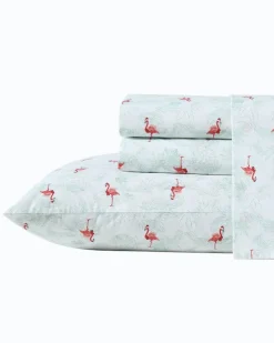 Tommy Bahama Flamingo Santa 4-Piece King Sheet Set- Sheet Sets & Bedskirts