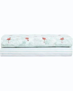 Tommy Bahama Flamingo Santa 4-Piece King Sheet Set- Sheet Sets & Bedskirts