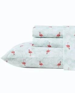 Tommy Bahama Flamingo Santa 4-Piece Queen Sheet Set- Sheet Sets & Bedskirts
