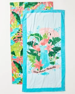 Tommy Bahama Flocktail Club & Fiesta Jungle Beach Towels - Set of 2- Beach Towels