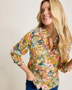 Tommy Bahama Flora Amora Long-Sleeve Silk Shirt-Women Tops & Shirts
