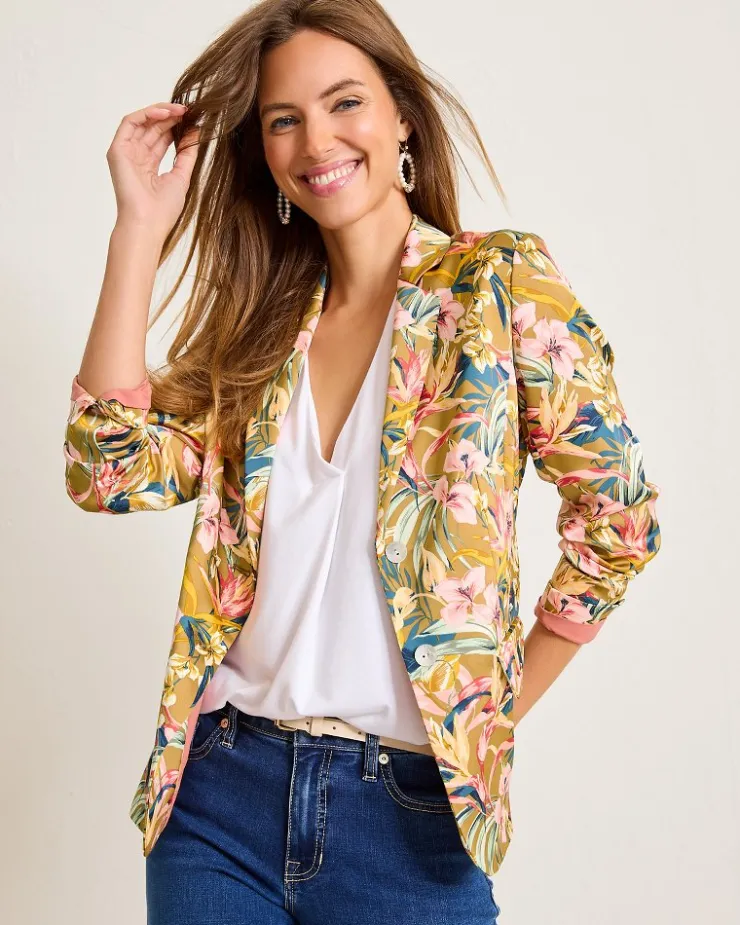 Tommy Bahama Flora Amora Satin Blazer-Women Jackets