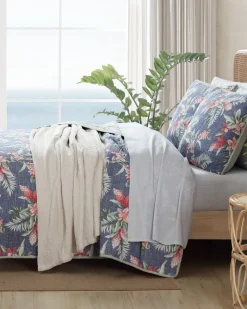 Tommy Bahama Floral Enchantment Reversible 3-Piece Full/Queen Quilt Set- Quilts & Blankets