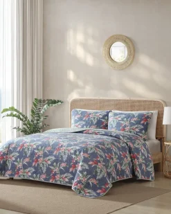 Tommy Bahama Floral Enchantment Reversible 3-Piece Full/Queen Quilt Set- Quilts & Blankets