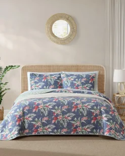 Tommy Bahama Floral Enchantment Reversible 3-Piece King Quilt Set- Quilts & Blankets