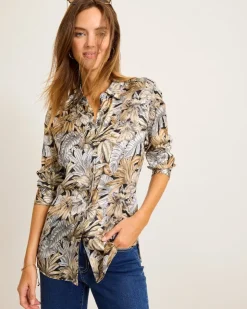 Tommy Bahama Grand Canal Long-Sleeve Silk Shirt-Women Tops & Shirts