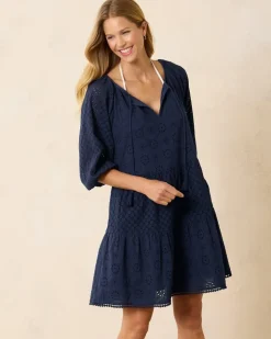 Tommy Bahama Harbour Eyelet Tiered Coverup Dress-Women Beach Coverups|Dresses