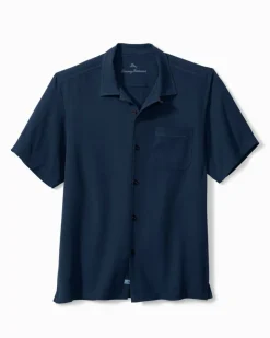 Tommy Bahama Hawaiian Herringbone Silk Camp Shirt- Shirts