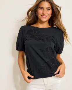 Tommy Bahama Heritage Hibiscus Puff-Sleeve Lux T-Shirt-Women Tops & Shirts
