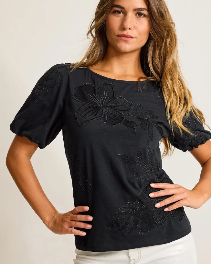 Tommy Bahama Heritage Hibiscus Puff-Sleeve Lux T-Shirt-Women Tops & Shirts