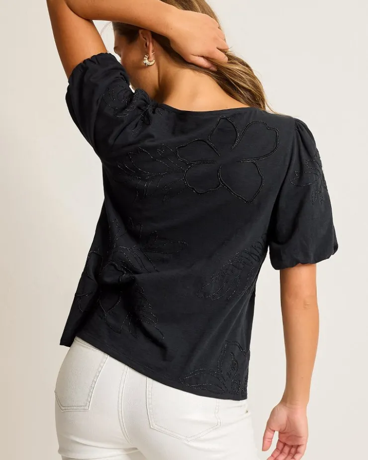 Tommy Bahama Heritage Hibiscus Puff-Sleeve Lux T-Shirt-Women Tops & Shirts