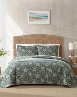 Tommy Bahama Hibiscus Reversible 3-Piece Full/Queen Quilt Set- Quilts & Blankets