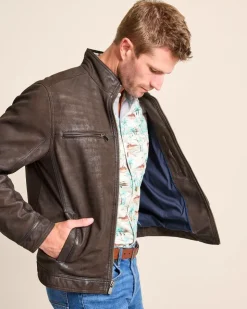 Tommy Bahama Highland Rocker Leather Jacket- Jackets & Outerwear