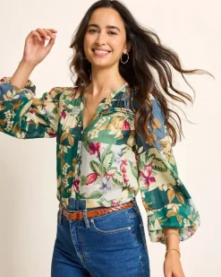 Tommy Bahama Hightide Flora Pintuck Blouse-Women Tops & Shirts