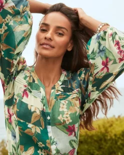 Tommy Bahama Hightide Flora Pintuck Blouse-Women Tops & Shirts