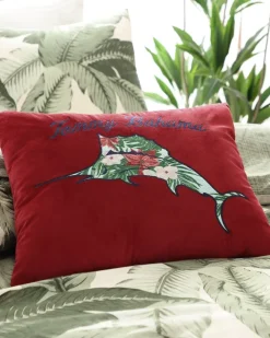 Tommy Bahama Holiday Marlin Velvet Embroide Decorative Pillow- Pillows & Shams