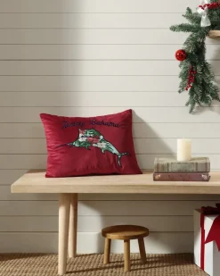 Tommy Bahama Holiday Marlin Velvet Embroide Decorative Pillow- Pillows & Shams