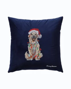 Tommy Bahama Holiday Retriever Velvet Decorative Pillow- Pillows & Shams