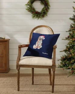 Tommy Bahama Holiday Retriever Velvet Decorative Pillow- Pillows & Shams