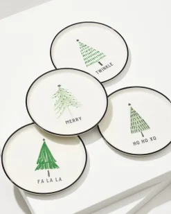 Tommy Bahama Holiday Tree Appetizer Plates—Set of 4- Drinkware & Bar