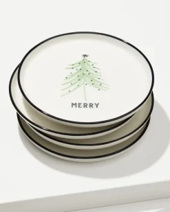 Tommy Bahama Holiday Tree Appetizer Plates—Set of 4- Drinkware & Bar