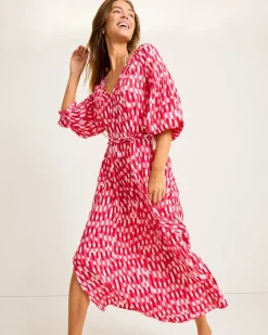 Tommy Bahama Ikat Stripe Midi Coverup Dress-Women Beach Coverups|Dresses