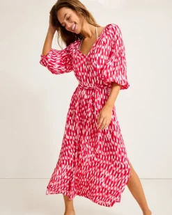 Tommy Bahama Ikat Stripe Midi Coverup Dress-Women Beach Coverups|Dresses