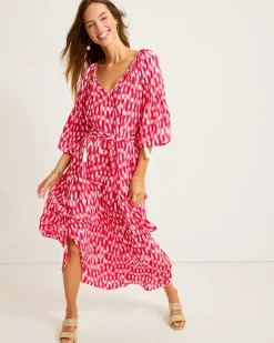 Tommy Bahama Ikat Stripe Midi Coverup Dress-Women Beach Coverups|Dresses