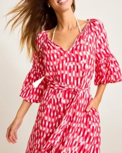 Tommy Bahama Ikat Stripe Midi Coverup Dress-Women Beach Coverups|Dresses
