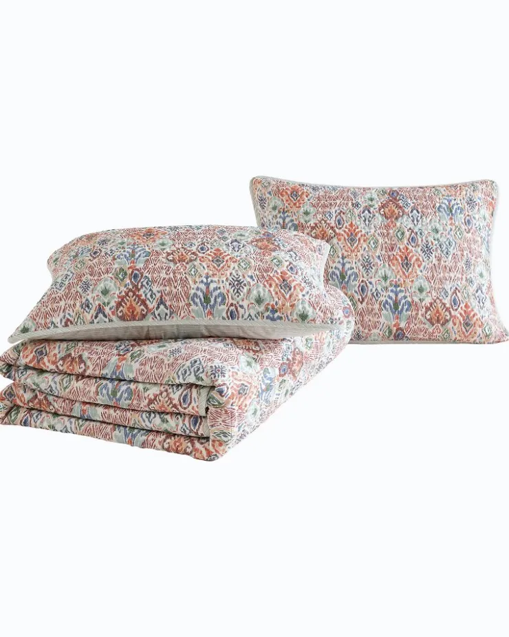 Tommy Bahama Ikat Tropics Reversible 3-Piece King Quilt Set- Quilts & Blankets