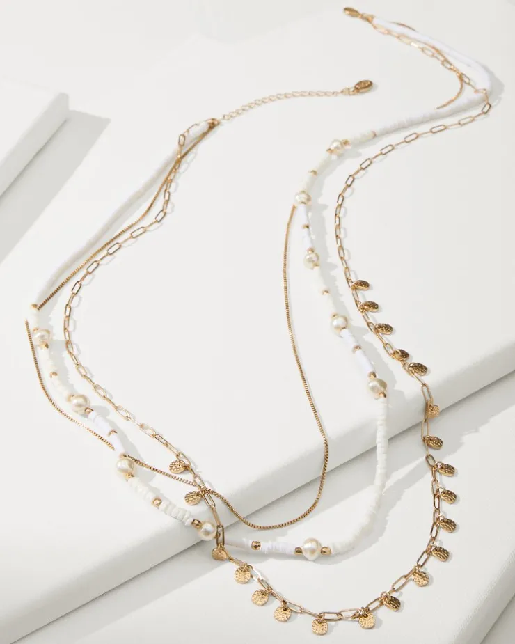 Tommy Bahama Indigo Bay Heishi & Pearl Layered Long Necklace-Women Jewelry