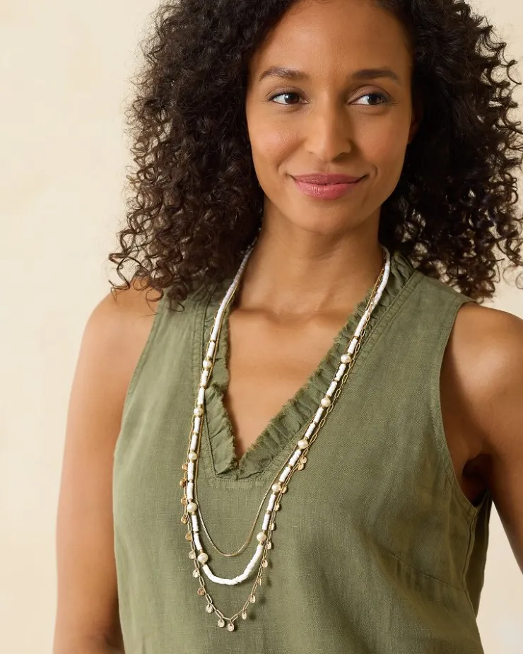 Tommy Bahama Indigo Bay Heishi & Pearl Layered Long Necklace-Women Jewelry